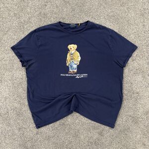 Vintage Polo Ralph Lauren Bear Graphic T-Shirt Navy XL Classic Fit